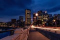 Downtown Calgary Illuminated At Night Royalty Free Stock Photo