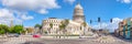 Panoramic view of downtown Havana with the Capitol building and classic cars