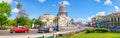 Panoramic view of downtown Havana with the Capitol building and classic cars