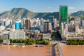 Panoramic view of the downtown of Lanzhou China Royalty Free Stock Photo
