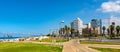 Panoramic view of downtown Tel Aviv at Mediterranean coast with business district, Etzel and Charles Clore park in Tel Aviv Yafo,