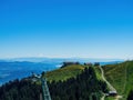 Panoramic view from Dreilandereck Austria, Slovenia, Italy, Carinthia, with ski lift buildings during summer Royalty Free Stock Photo