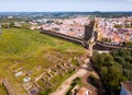 Panoramic view from drone of the castle Montemor o Novo. The Alcaides palace ruins. Evora district. Alentejo,