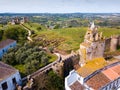 Panoramic view from drone of the castle Montemor o Novo. The Alcaides palace ruins.