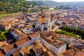 Panoramic view from the drone on the city Agen. France