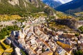 Panoramic view from the drone on the city Briancon. France