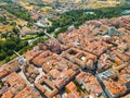 Panoramic view from the drone on the city Palencia. Royalty Free Stock Photo