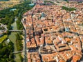 Panoramic view from the drone on the city Palencia. Royalty Free Stock Photo