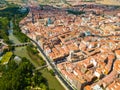 Panoramic view from the drone on the city Palencia. Royalty Free Stock Photo