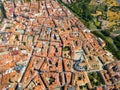 Panoramic view from the drone on the city Palencia. Royalty Free Stock Photo