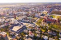 Panoramic view from the drone on the city Sroda Wielkopolska. Royalty Free Stock Photo