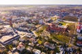 Panoramic view from the drone on the city Sroda Wielkopolska. Royalty Free Stock Photo