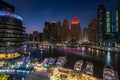 Panoramic view of Dubai Marina at night Royalty Free Stock Photo