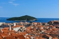 Panoramic view Dubrovnik and the island of Lokrum