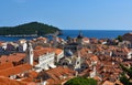 Panoramic view Dubrovnik and the island of Lokrum