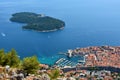 Panoramic view Dubrovnik and the island of Lokrum