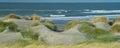 Panoramic view with dunes, beach and North Sea waves