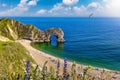 Panoramic view of the Durdle Door beach at Dorset Royalty Free Stock Photo