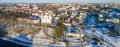 Panoramic view of Dvina river and city of Vitebsk with cathedral orthodox church on the hill and old town Royalty Free Stock Photo