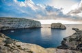 Panoramic view of Dwejra bay with Fungus Rock, Gozo, Malta Royalty Free Stock Photo