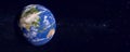 Panoramic view of the earth and galaxy. Blue planet Royalty Free Stock Photo