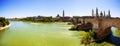 Panoramic view from Ebro river. Zaragoza Royalty Free Stock Photo