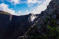 Panoramic view on the edge of the active volcano crater of Mount Vesuvius, Province of Naples, Campania, Italy, Europe, EU