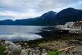 Panoramic view Of Eidfjord, Norway. Beautiful landscape and famous Norwegian Landmark And Popular Destination.