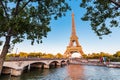 Eiffel tower and Seine river at golden sunset. Travel landmarks in Europe and France Royalty Free Stock Photo