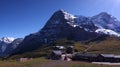 Panoramic view of Eiger and Monch Mountains in Swiss Alps