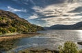 Panoramic view from Eilean Donan Castle in the Scottish highlands. United Kingdom Royalty Free Stock Photo