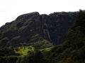 Panoramic view of El Chorro de Giron waterfall cascade cataract near Cuenca Azuay Ecuador South America