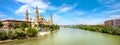 River Ebro and Our Lady El Pillar basilica in Zaragoza, Spain Royalty Free Stock Photo