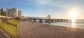 Panoramic view of El Sol Beach and Muelle Vergara at sunset - Vina del Mar, Chile Royalty Free Stock Photo