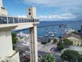 Panoramic view of Elevador Lacerda, in the background: the Bay of All Saints; SÃÂ£o Marcelo Fort and the Modelo Market Royalty Free Stock Photo