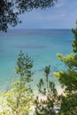 Panoramic view of Elia Beach at Sithonia peninsula, Chalkidiki, Greece Royalty Free Stock Photo