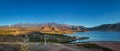 Panoramic view of Embalse Potrerillos Dam near Cordillera de Los Andes - Mendoza Province, Argentina
