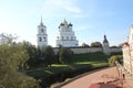 Panoramic view of embankment and Kremlin in Pskov, Russia