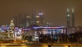 View to Kievsky railway station and Moscow city at night