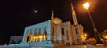 Panoramic view of the Emir Abdelkader Mosque at night Royalty Free Stock Photo