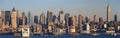 Panoramic view of Empire State Building and Manhattan, NY skyline with Hudson River and harbor, shot from Weehawken, NJ Royalty Free Stock Photo