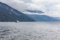 Beautiful Norwegian landscape. view of the fjords with turquoise water. Norway ideal fjord reflection in clear water. Panoramic Royalty Free Stock Photo