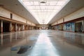 panoramic view of the entire desolate, empty mall interior