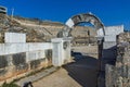 Panoramic view of Entrance of Ancient amphitheater in the archeological area of Philippi, Greece Royalty Free Stock Photo