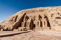 Panoramic view with the entrance to Abu Simbel Great Temple in Aswan Egypt Royalty Free Stock Photo