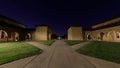 Panoramic view of the Memorial Court of the Main Quad at Stanford University