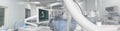 Panoramic view of the equipment in the cathlab Royalty Free Stock Photo