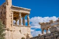 Panoramic view of Erechtheion or Erechtheum - temple of Athena and Poseidon - within ancient Athenian Acropolis complex atop