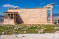 Panoramic view of Erechtheion or Erechtheum - temple of Athena and Poseidon - within ancient Athenian Acropolis complex atop