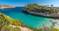 Panoramic view of Es calo des Moro beautiful beach. Majorca, Spain Royalty Free Stock Photo